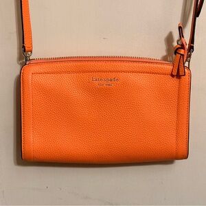 kate spade New York Orange Pebbled Leather Crossbody Wallet